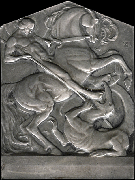 1912 Moiret Ödön: Szent György ezüst plakett