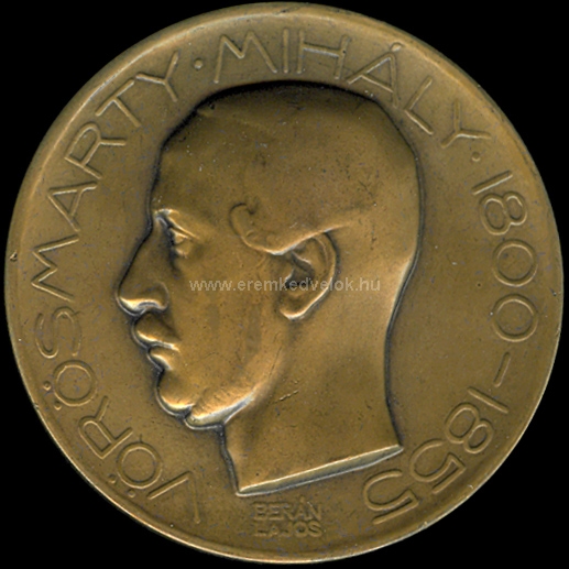1914 Berán Lajos: Vörösmarty Mihály bronz érem